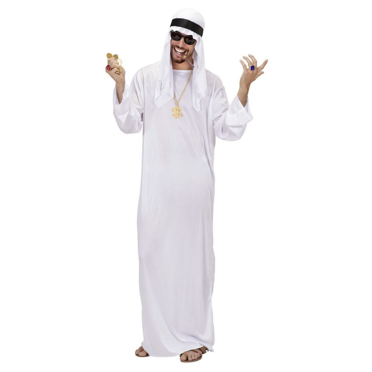 Op deze afbeelding zie je een Kostuums, van het merk Widmann. Arabische Sjeik Man Kostuum Wit