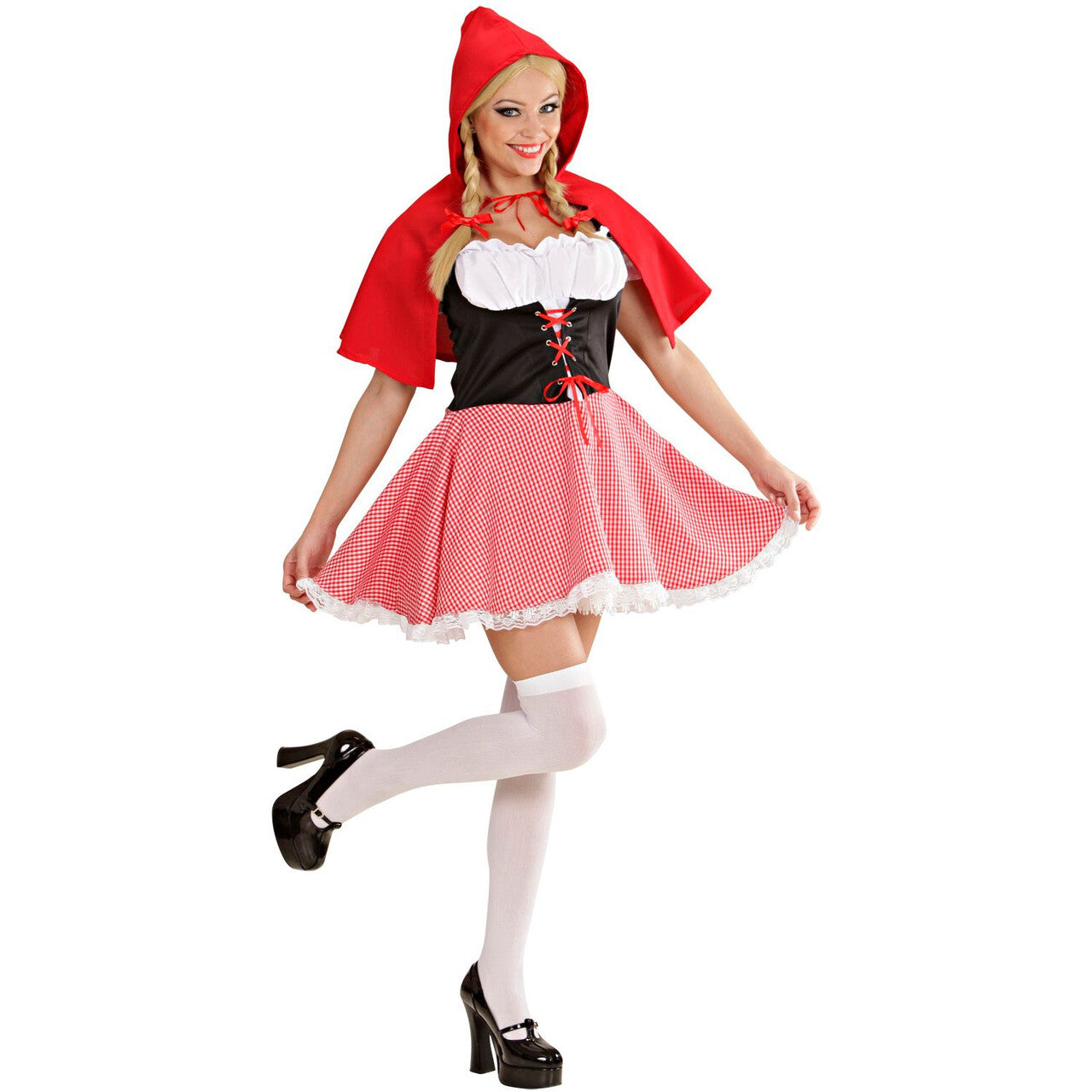 Op deze afbeelding zie je een Kostuums, van het merk Widmann. Traditioneel Roodkapje Kostuum Vrouw