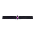 Collier Velours Noir Avec Pierre Violette