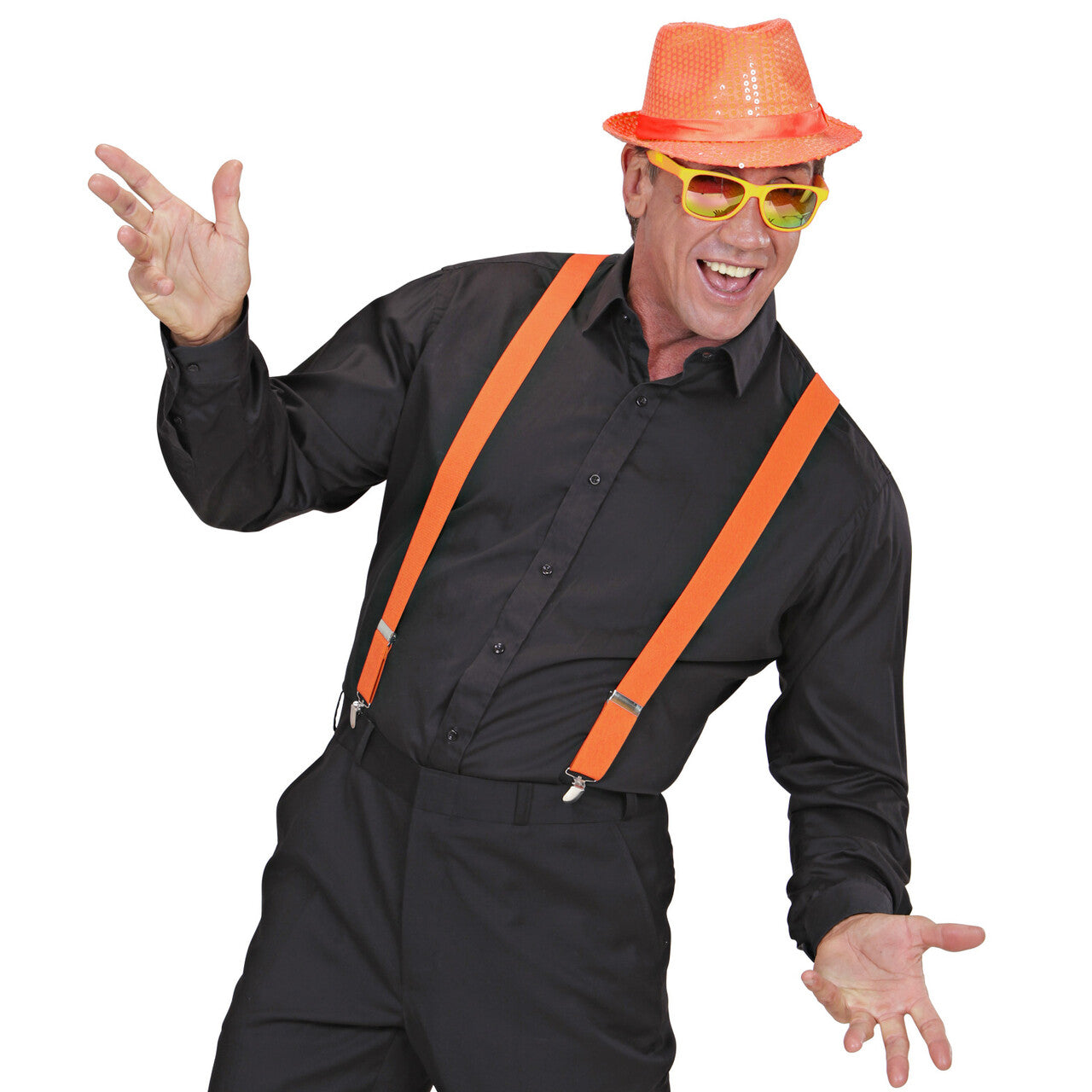 Op deze afbeelding zie je een Accessoires, van het merk Widmann. Klassieke Bretels, Neon Oranje