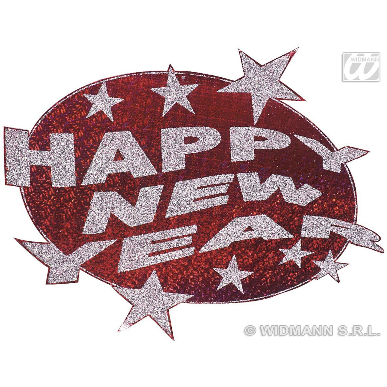 Op deze afbeelding zie je een Decoratie, van het merk Widmann. Happy New Year Laserdecoratie Rood