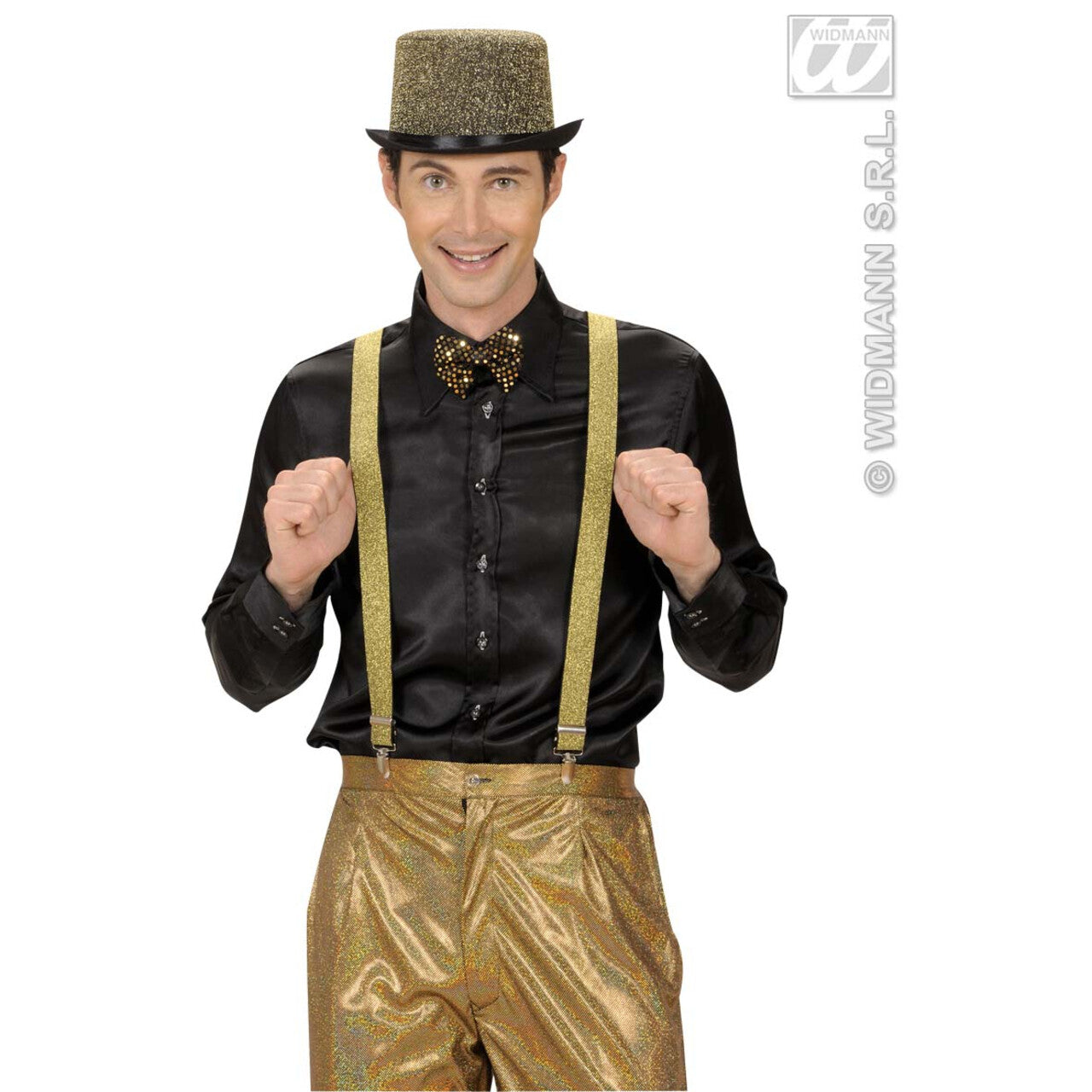 Op deze afbeelding zie je een Accessoires, van het merk Widmann. Bretel Lurex, Goud