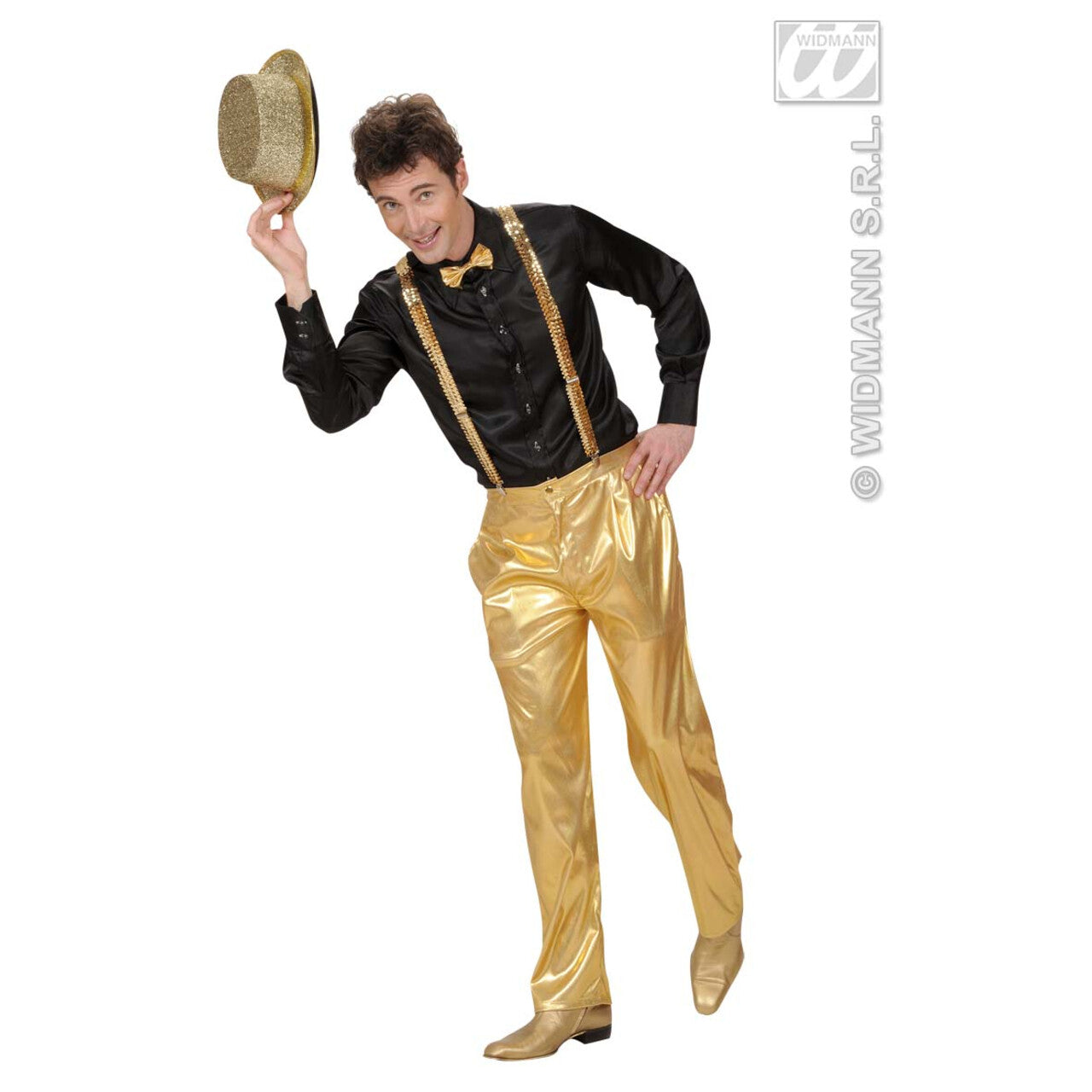 Op deze afbeelding zie je een Accessoires, van het merk Widmann. Bretel Pailletten, Goud