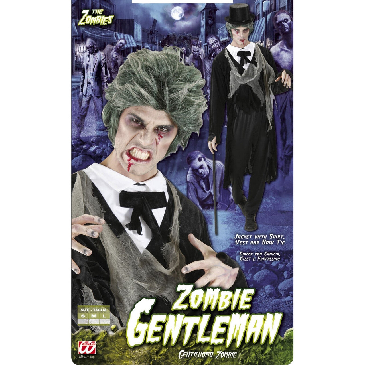 Op deze afbeelding zie je een Kostuums, van het merk Widmann. Zombie Gentleman Kostuum