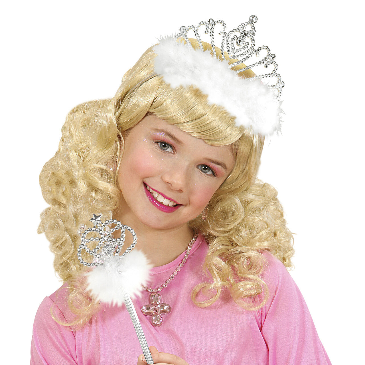 Op deze afbeelding zie je een Accessoires, van het merk Widmann. Prinsessen Tiara Met Witte Marabou