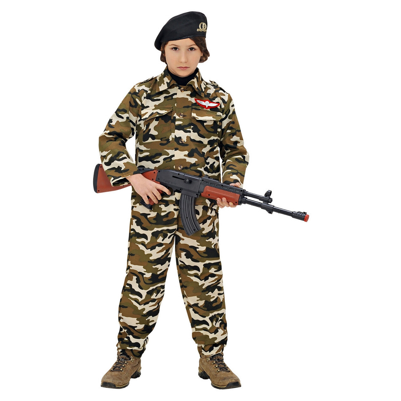 Op deze afbeelding zie je een Kostuums, van het merk Widmann. Rambo Soldaat Kind Kostuum Jongen