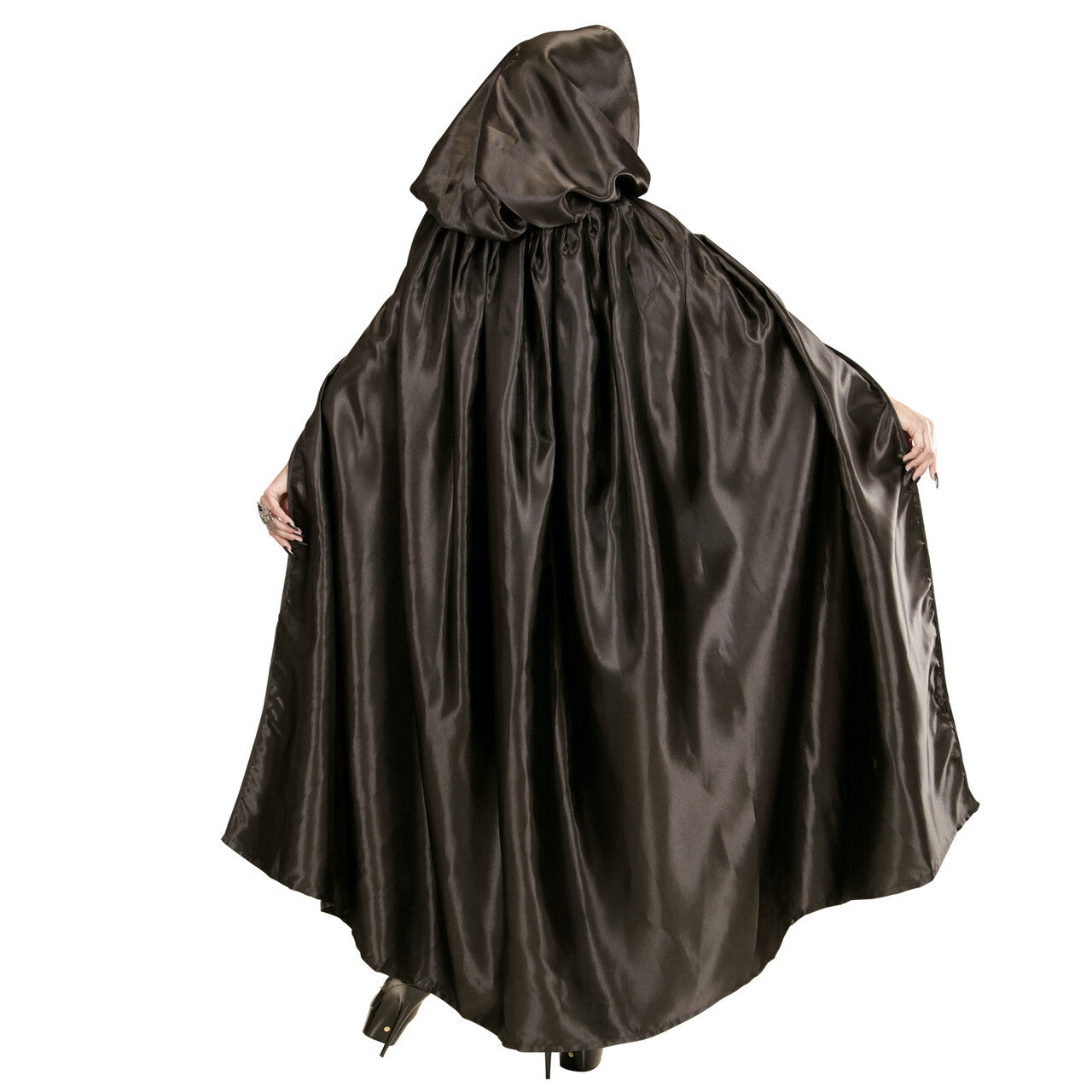 Op deze afbeelding zie je een Accessoires, van het merk Widmann. Take Me Satijnen Cape Met Kap 152 Centimeter