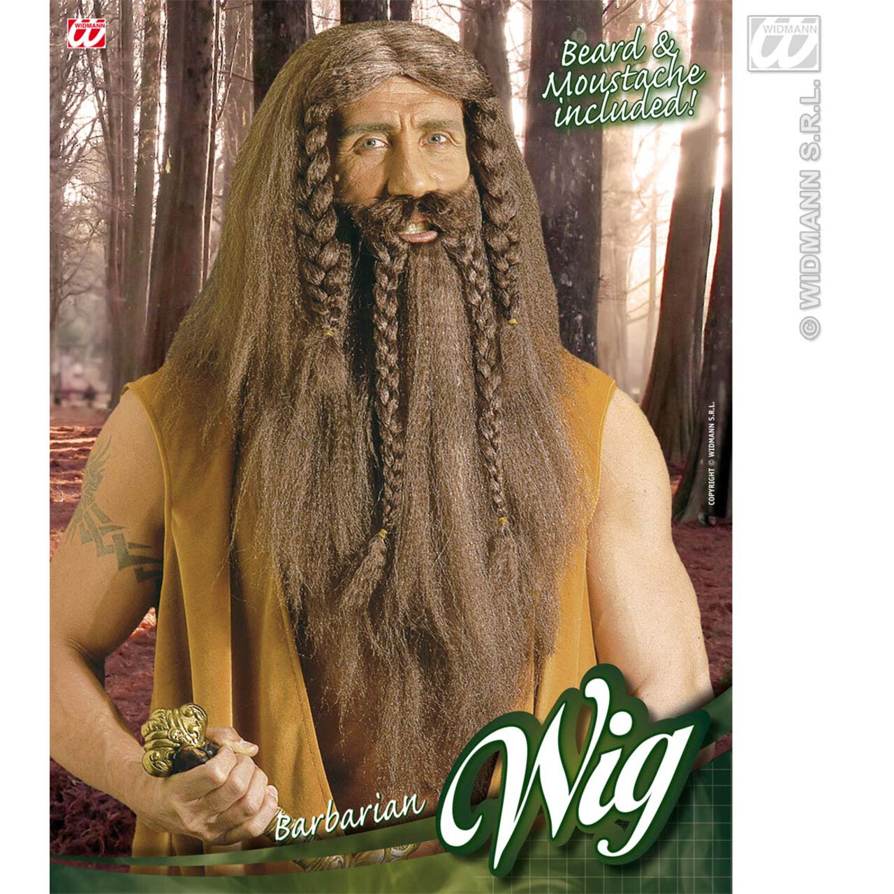 Op deze afbeelding zie je een Accessoires, van het merk Widmann. Pruik, Barbaar Met Snor