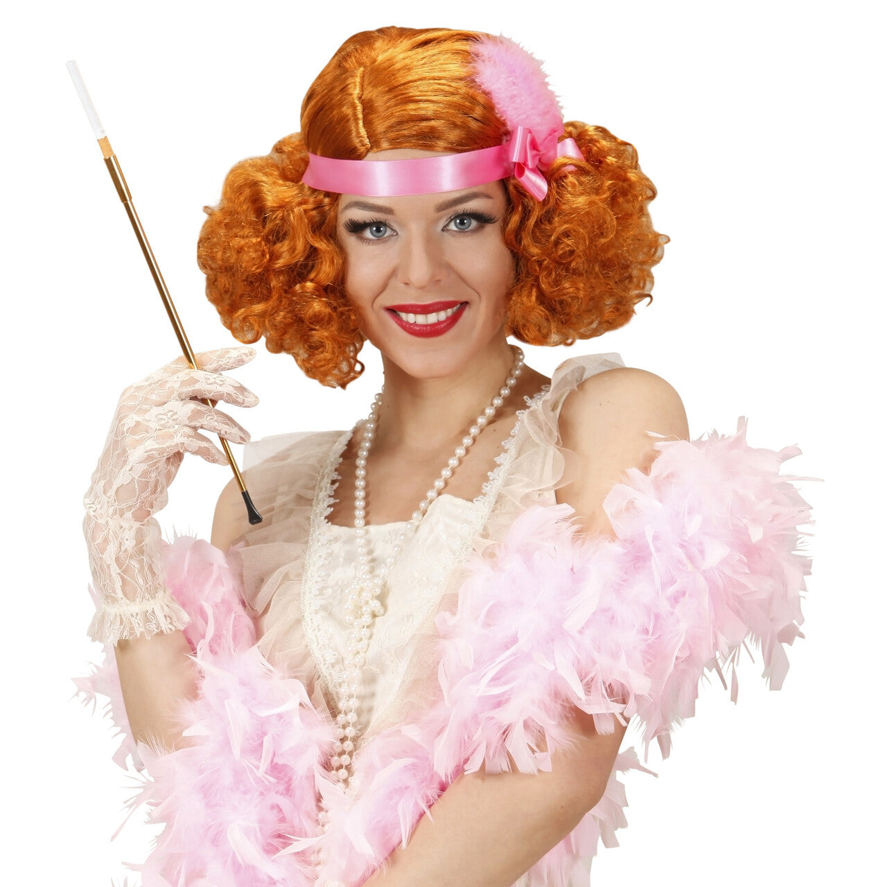 Op deze afbeelding zie je een Accessoires, van het merk Widmann. Pruik Burlesque Rood
