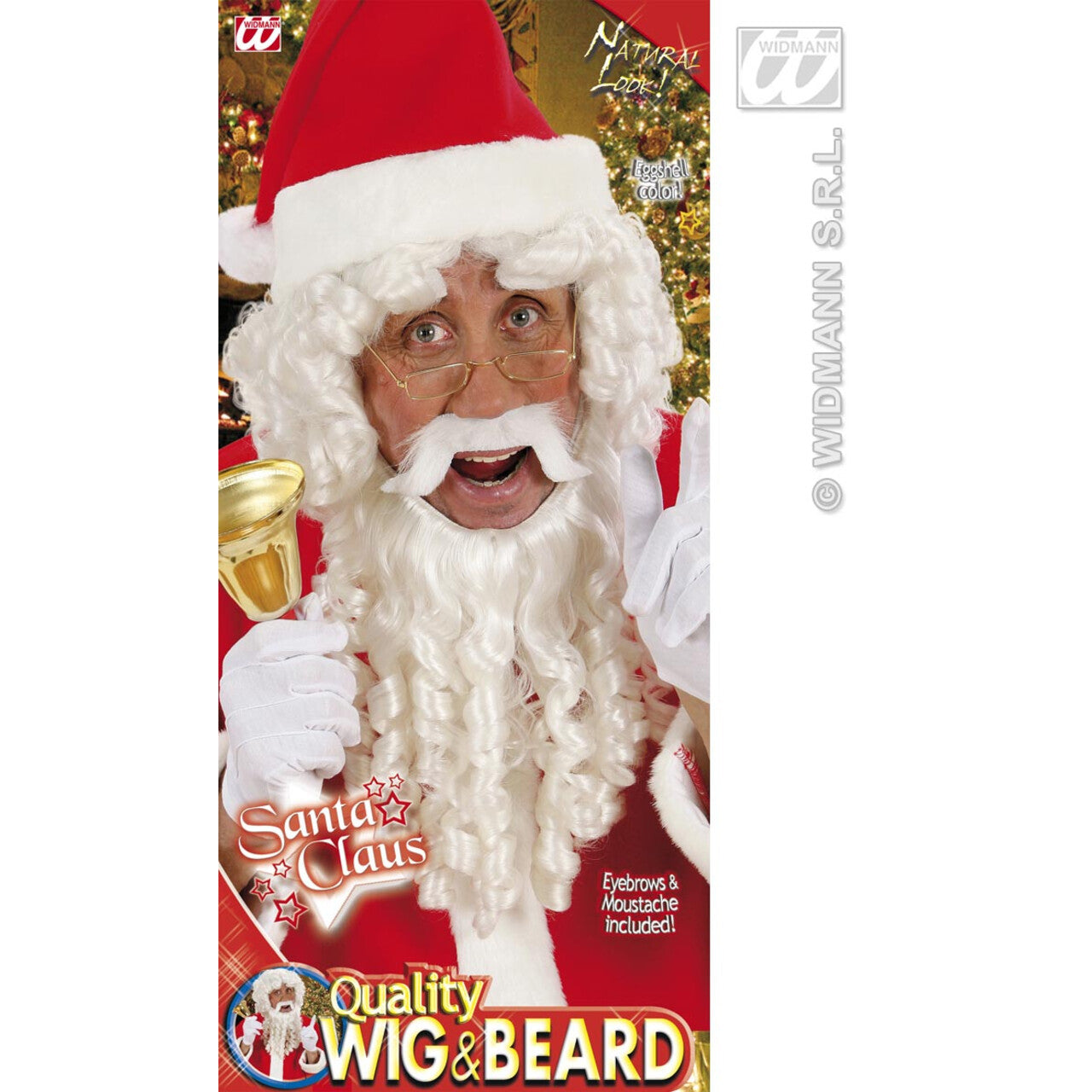 Op deze afbeelding zie je een Accessoires, van het merk Widmann. Basis Witte Goedheiligman Pruik Krul Met Baard Snor En Wenkbrauwen Sinterklaas Kerstman