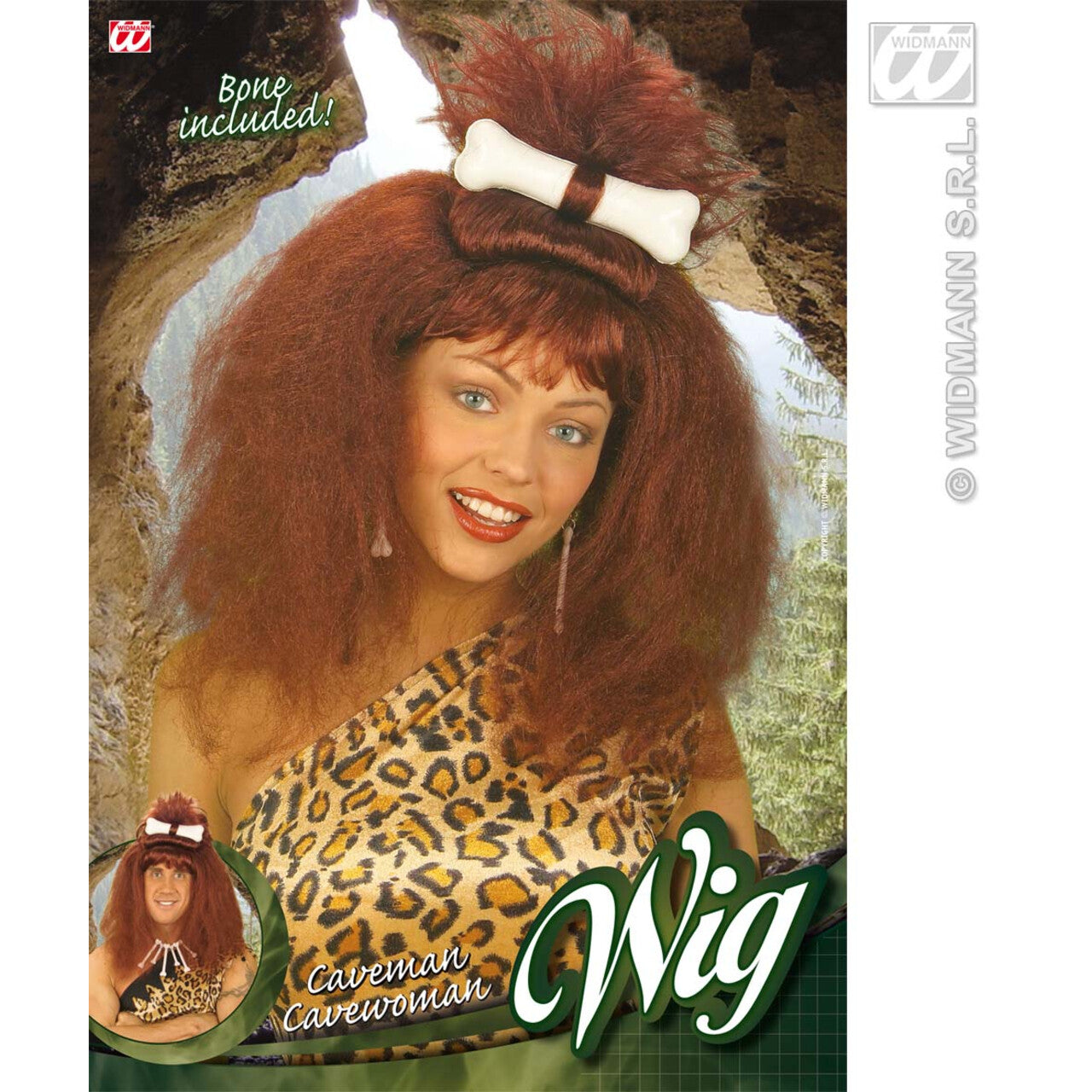 Op deze afbeelding zie je een Accessoires, van het merk Widmann. Pruik, Caveman / Cavewoman Met Bot