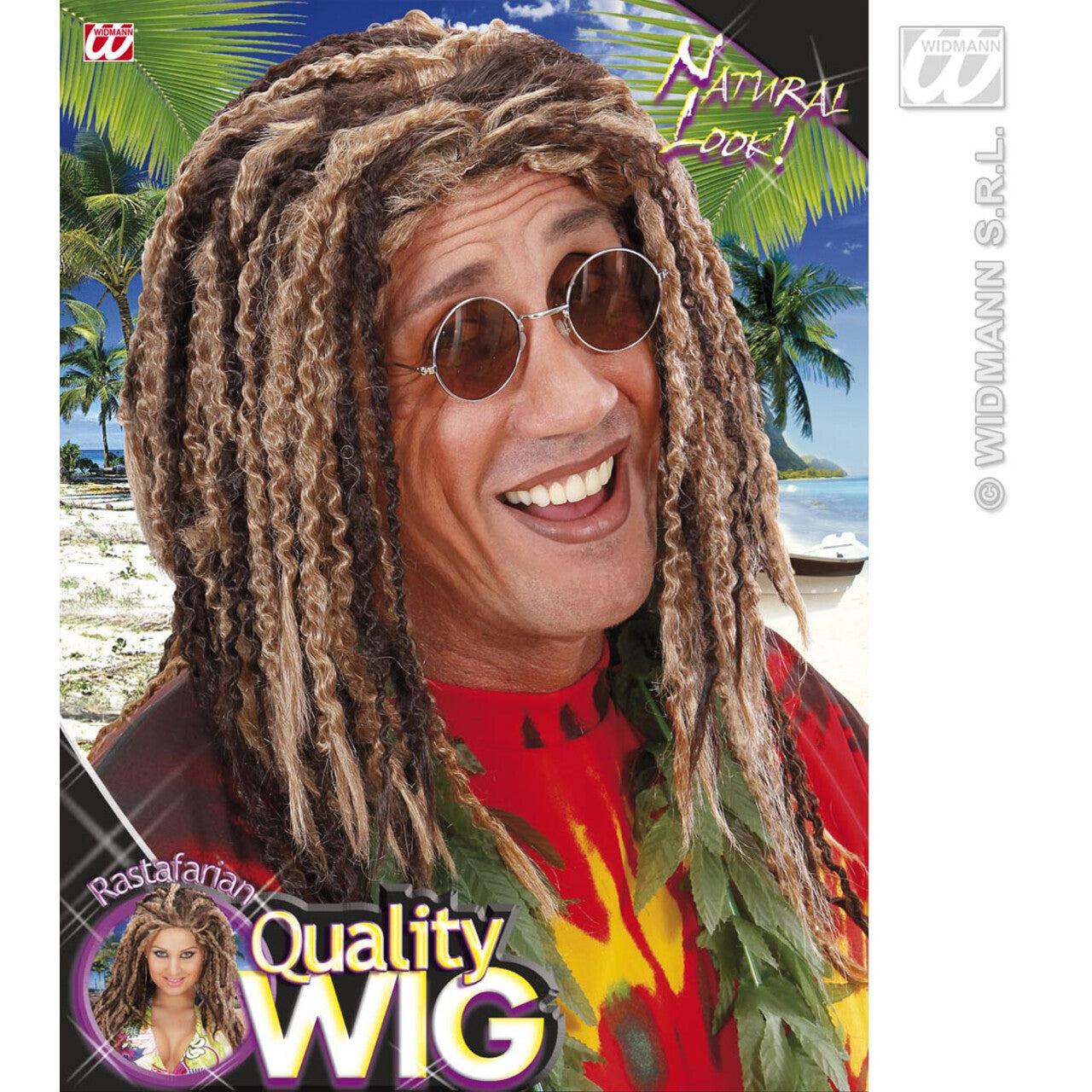 Op deze afbeelding zie je een Accessoires, van het merk Widmann. Pruik, Rasta Blond / Bruin