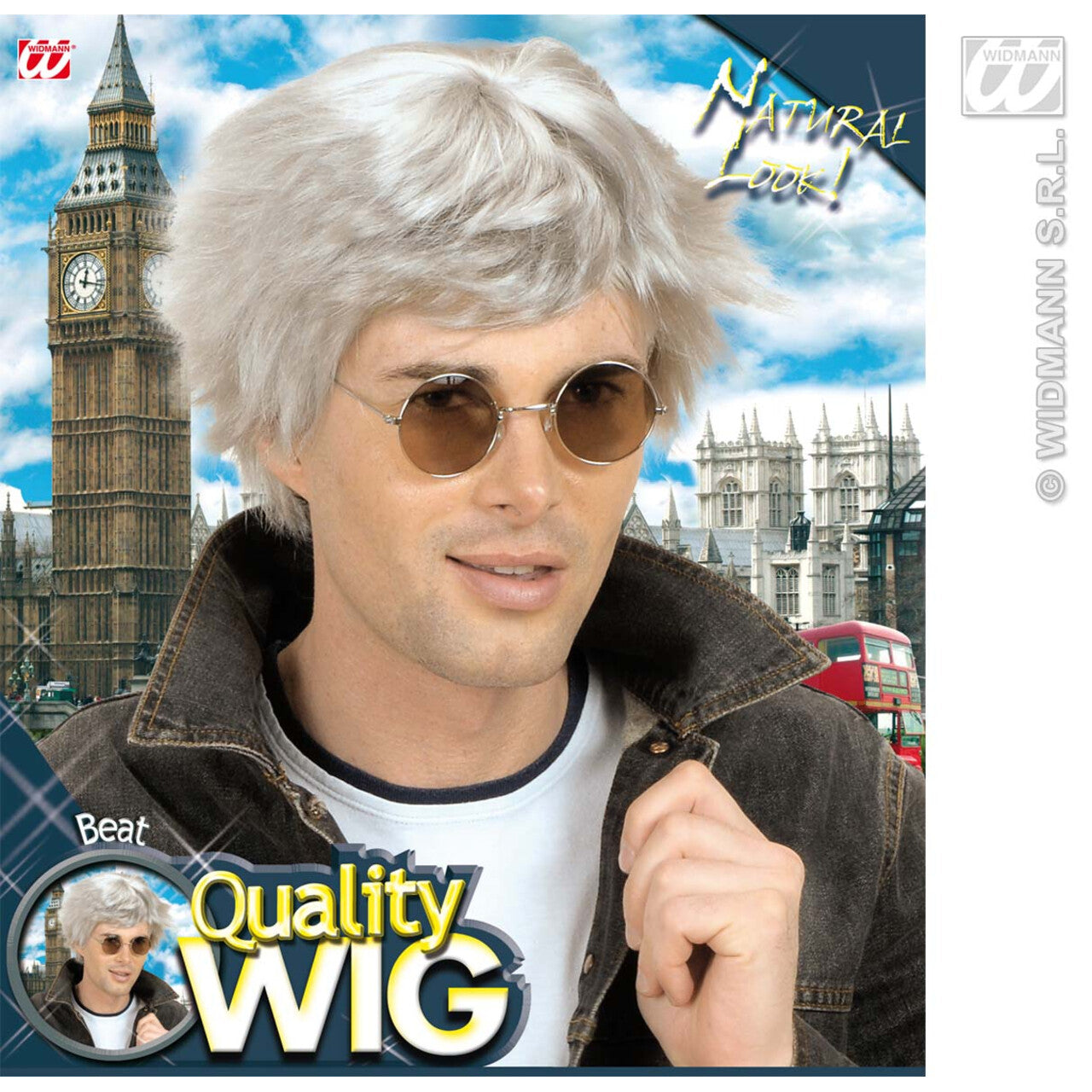 Op deze afbeelding zie je een Accessoires, van het merk Widmann. Pruik, Beat Grijs