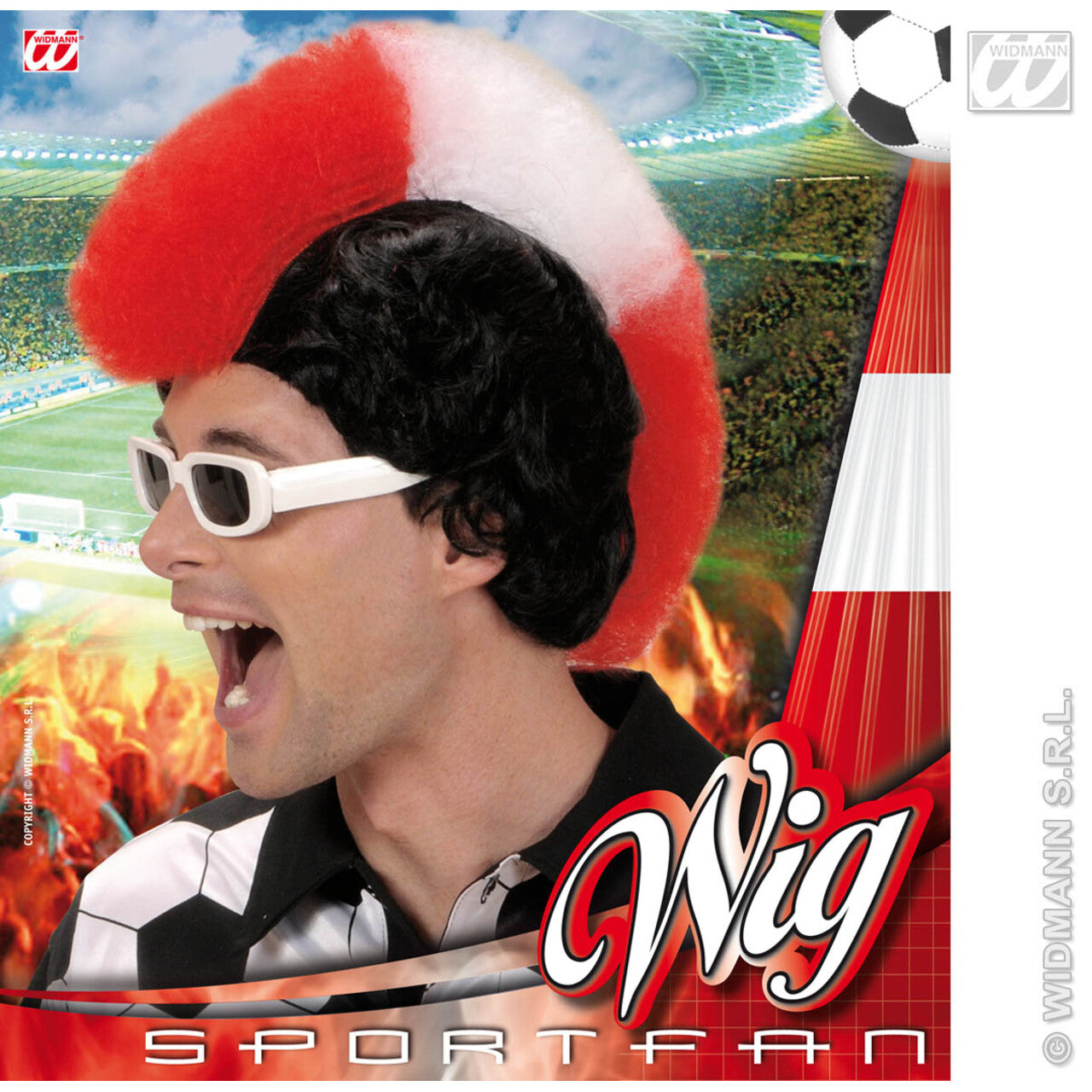 Op deze afbeelding zie je een Accessoires, van het merk Widmann. Pruik, Supporter Oos. / Den. / Zwits / Man