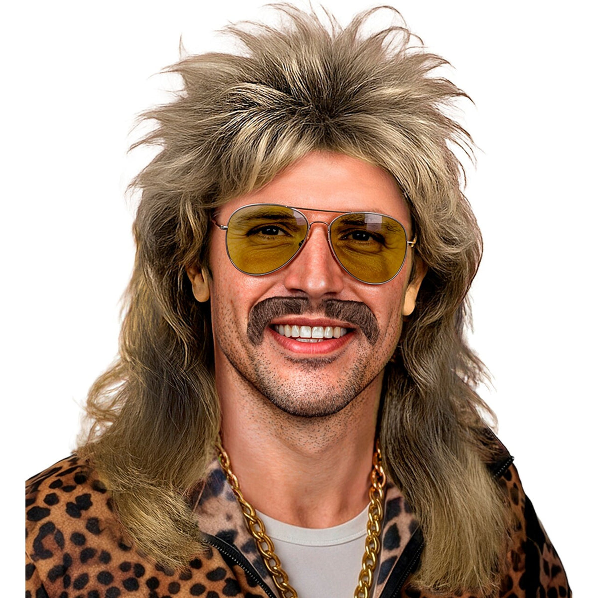 Op deze afbeelding zie je een Accessoires, van het merk Widmann. 80s Matjespruik Met Snor Blond