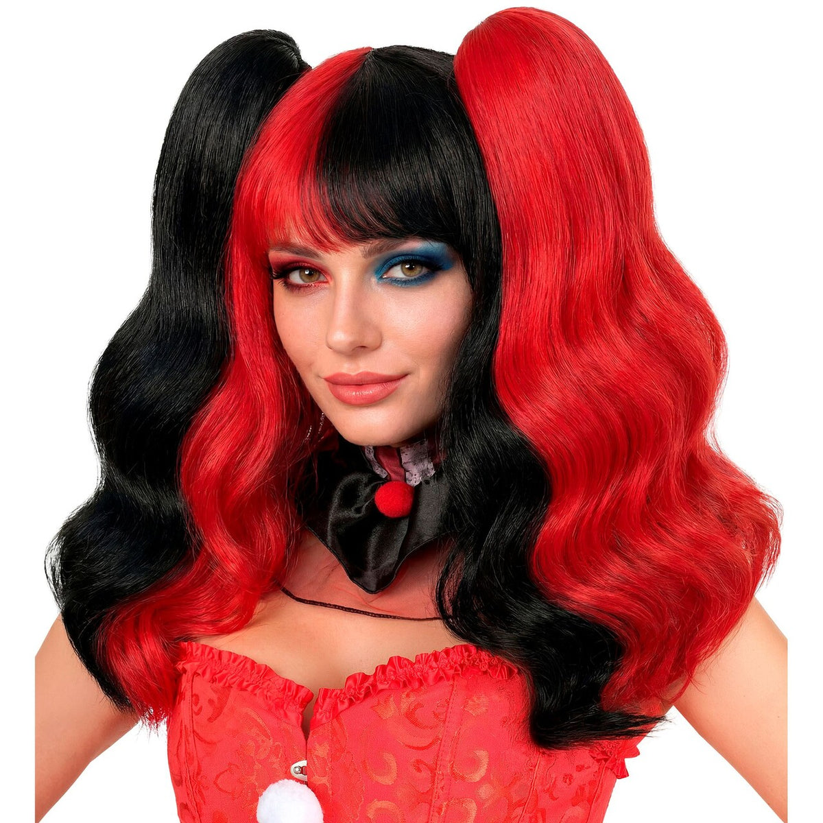 Op deze afbeelding zie je een Accessoires, van het merk Widmann. Harlequin Pruik Met Clip Extensions