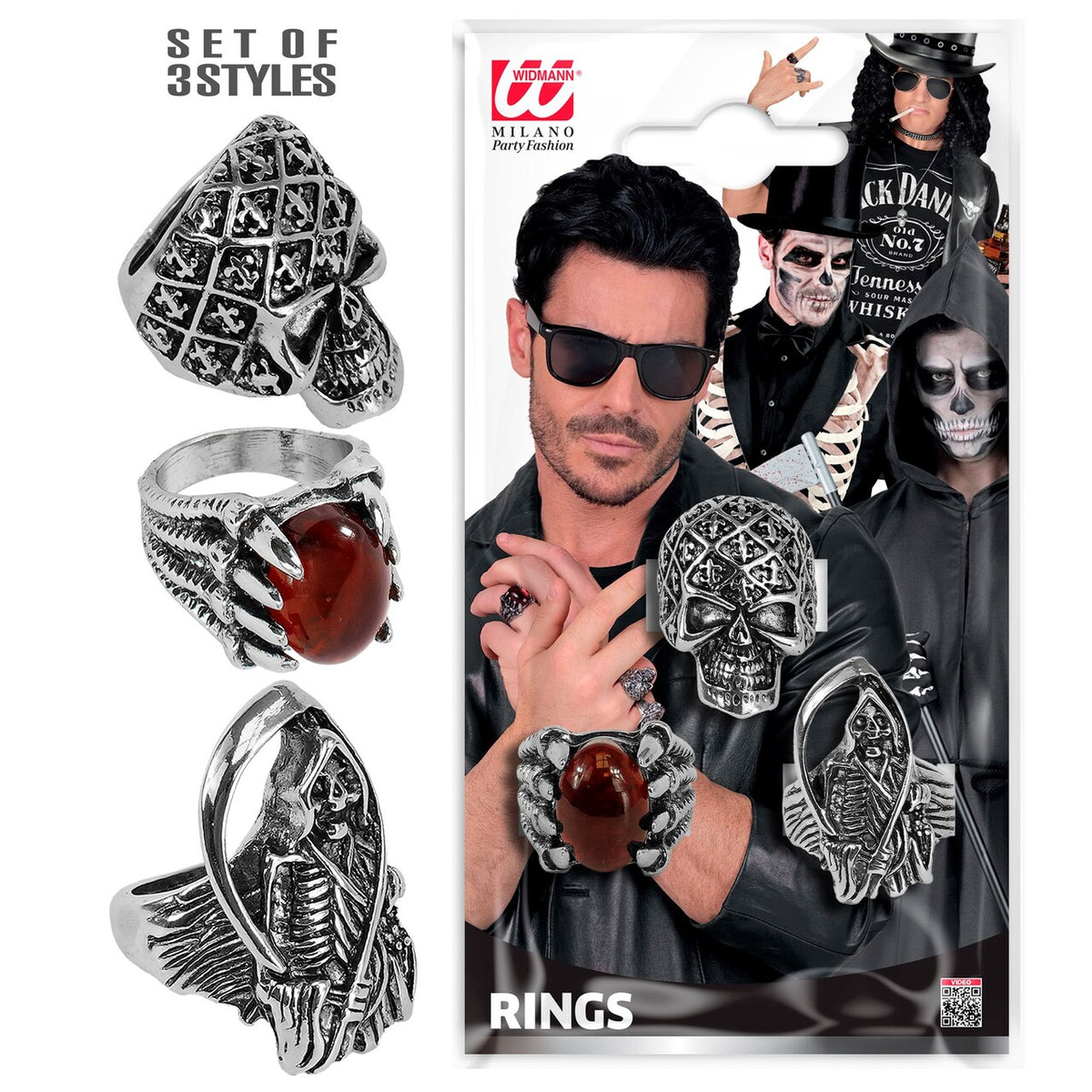Op deze afbeelding zie je een Accessoires, van het merk Widmann. Halloween Ringen 3 Stuks