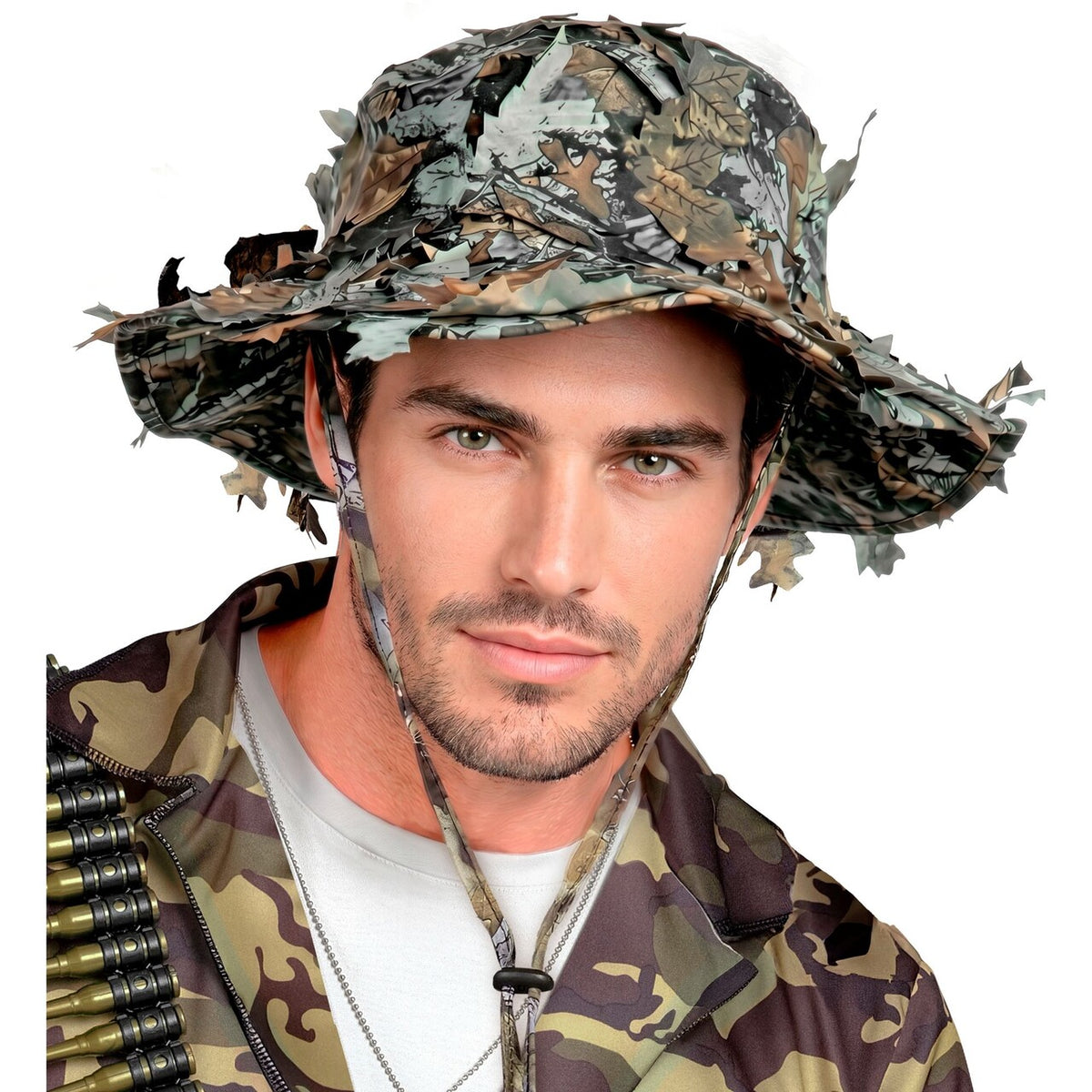 Op deze afbeelding zie je een Accessoires, van het merk Widmann. Camouflage Bush Hoed