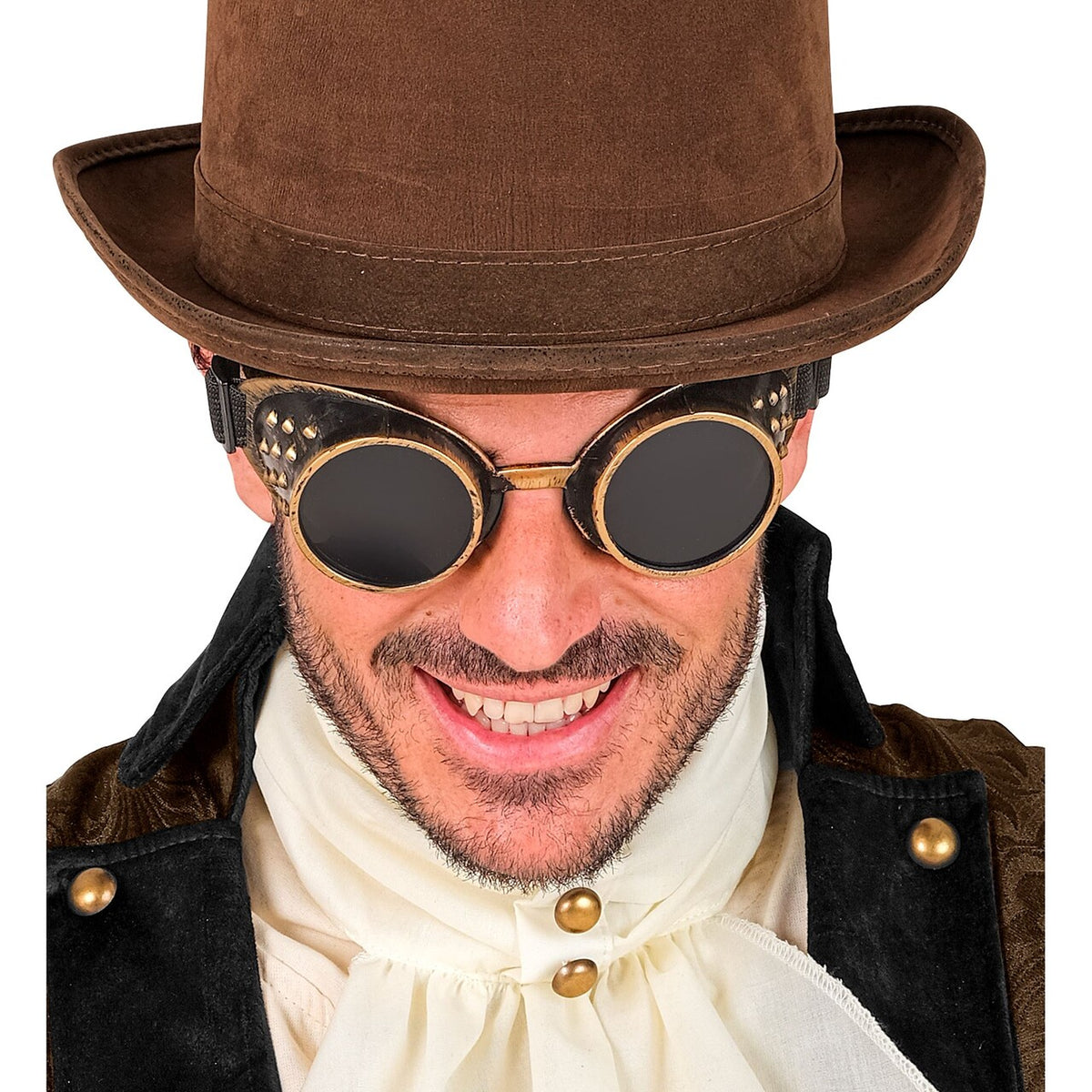 Op deze afbeelding zie je een Accessoires, van het merk Widmann. Antiek Gouden Steampunk Bril