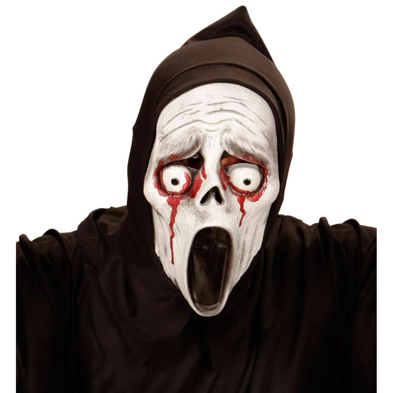 Op deze afbeelding zie je een Accessoires, van het merk Widmann. Masker Schreeuwende Geest Met Bloedende Ogen Popping Screamer