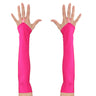 Gants Satin Années 80 Sans Doigts Rose Néon