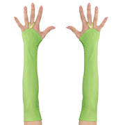 Op deze afbeelding zie je een Accessoires, van het merk Widmann. Tachtiger Jaren Vingerloze Handschoenen Satijn, Neon Groen