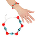 Horror Armband Azuur Schedel Rode Rozen