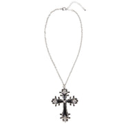 Op deze afbeelding zie je een Accessoires, van het merk Widmann. Horror Ketting Zwart Kruis, Strass