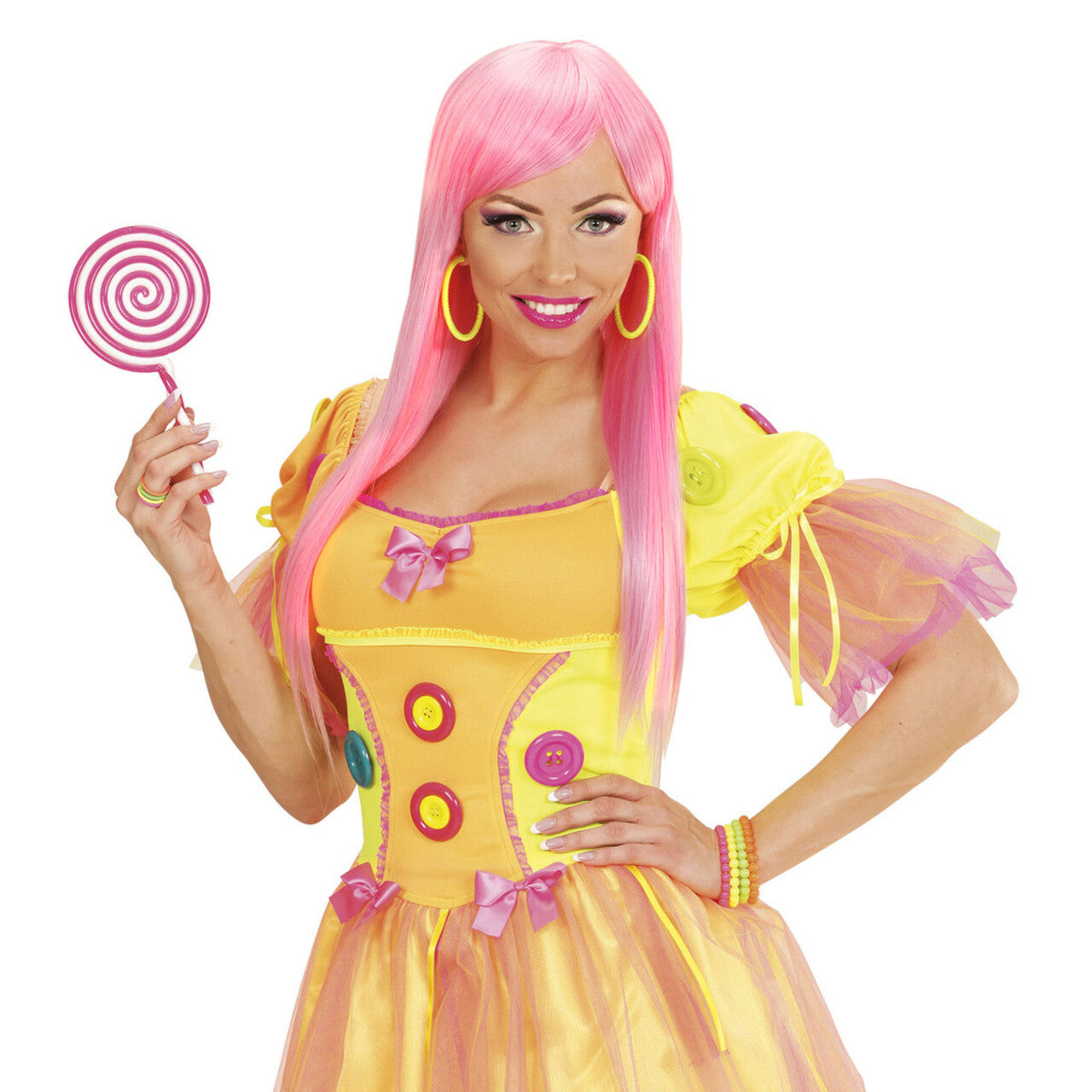 Op deze afbeelding zie je een Accessoires, van het merk Widmann. Rock Chick Oorbellen Neon Geel
