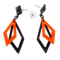Retro Neon-Rautenohrringe 70er, Schwarz-Orange
