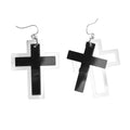 Boucles Doreilles Croisées Punk Noir Argent