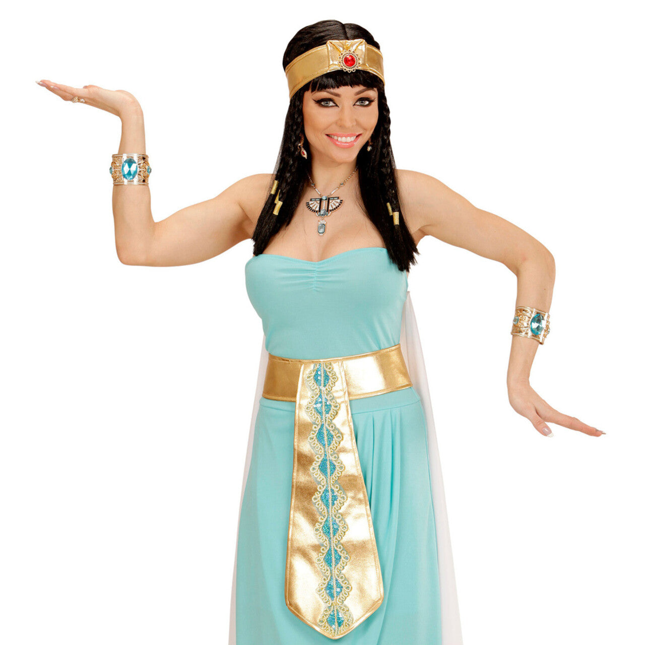 Op deze afbeelding zie je een Accessoires, van het merk Widmann. Egyptische Ketting Goud Farao Met Topaas / Strass Steen