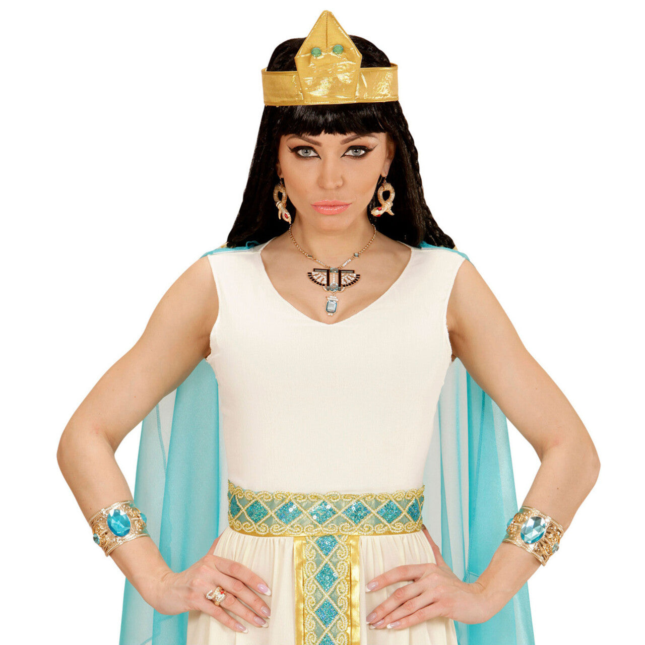 Op deze afbeelding zie je een Accessoires, van het merk Widmann. Egyptische Ketting Goud Farao Met Topaas / Strass Steen