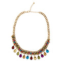 Collier Romain Doré Avec Pierres Colorées