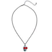 Op deze afbeelding zie je een Accessoires, van het merk Widmann. Happy Halloween Ketting Azuur Schedel Met Rode Ogen