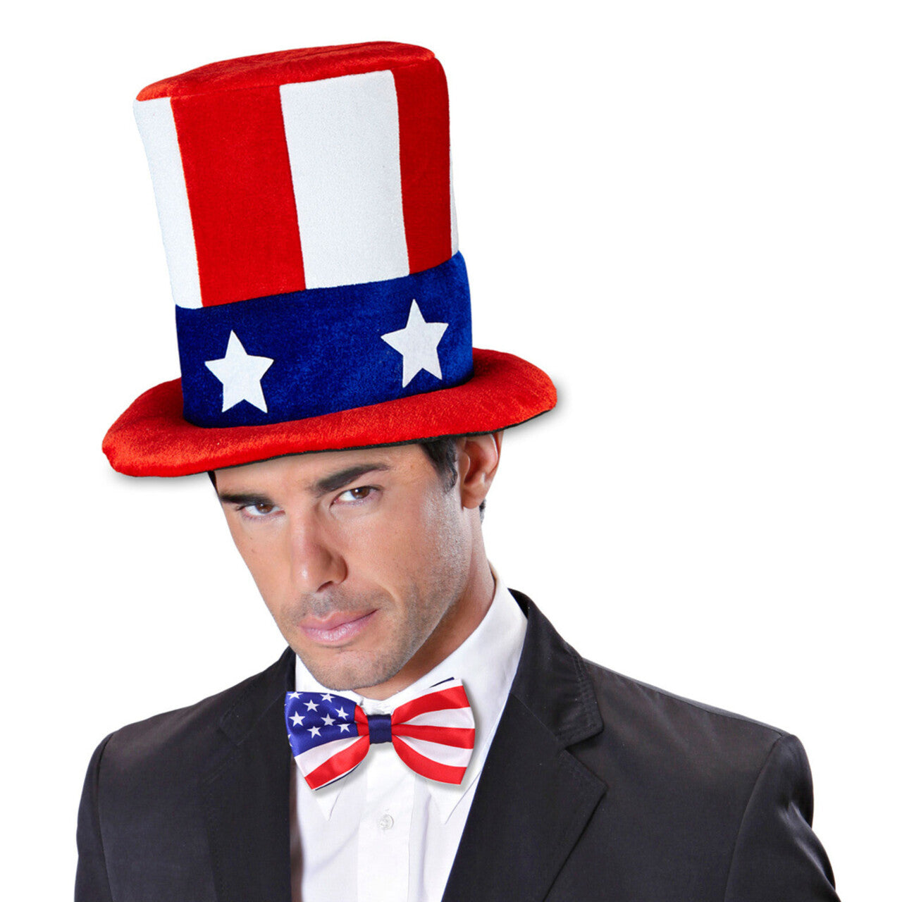 Op deze afbeelding zie je een Accessoires, van het merk Widmann. Stars Stripes Hoge Hoed Uncle Sam