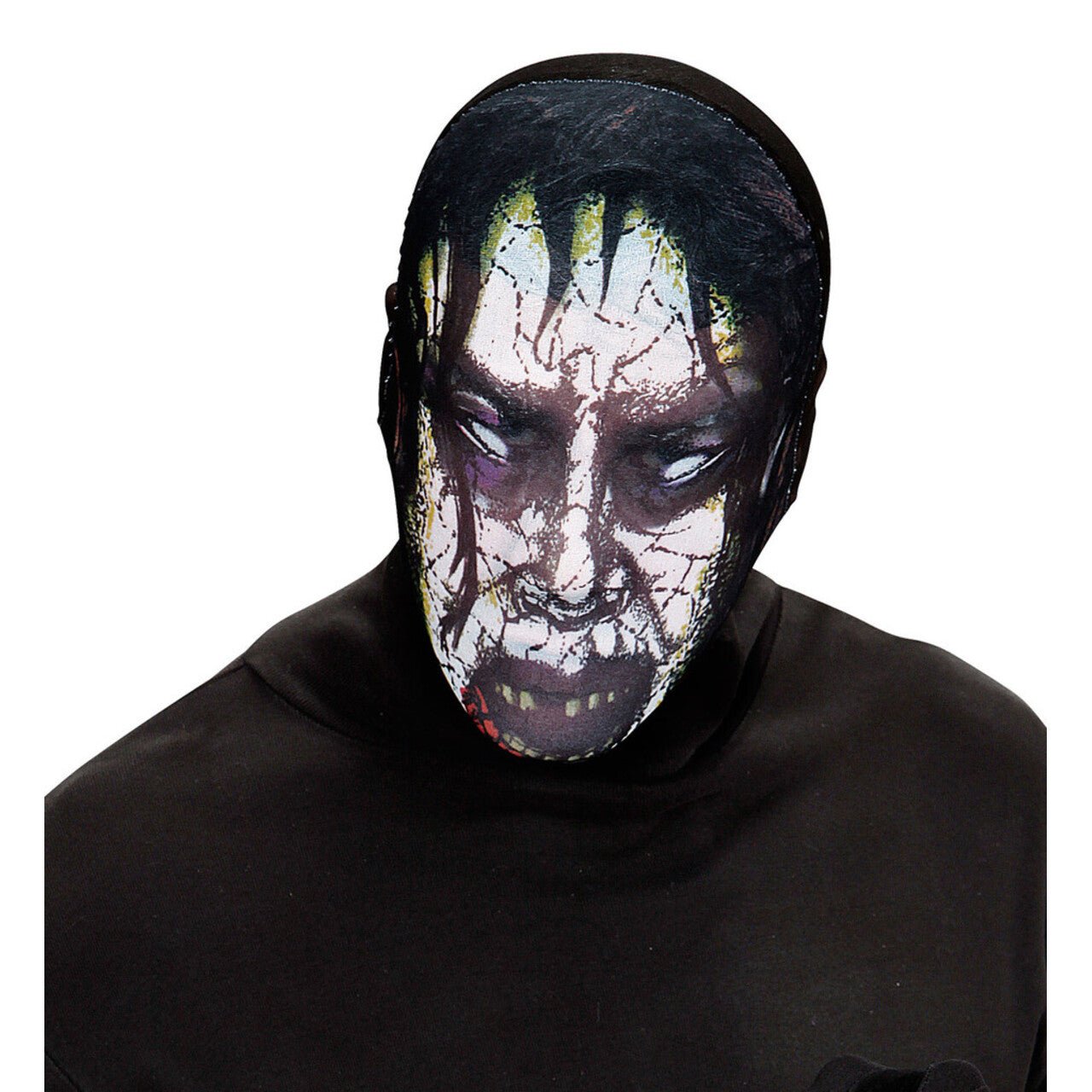 Op deze afbeelding zie je een Accessoires, van het merk Widmann. Aangenaam Stoffen Hoofdmasker Zombie