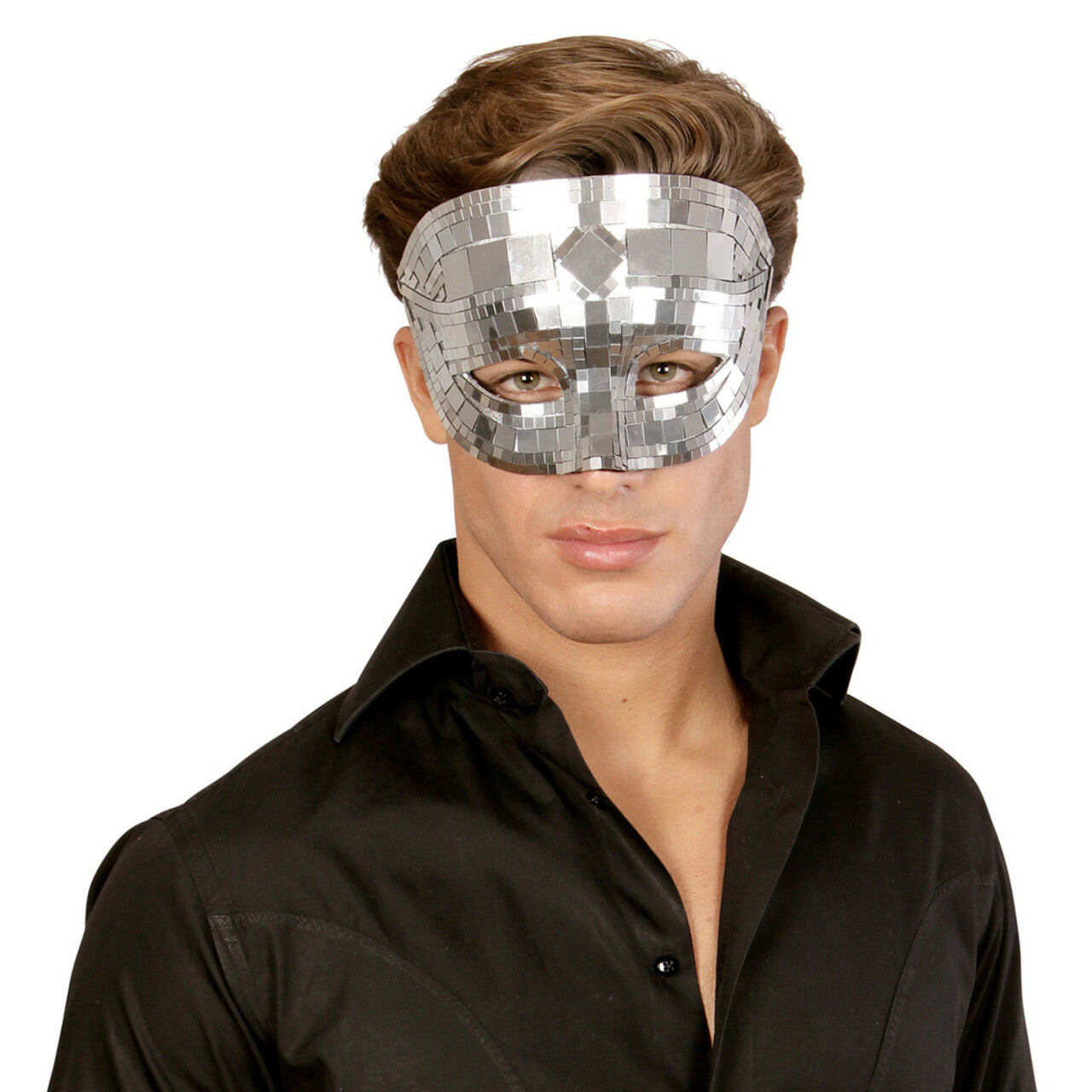 Op deze afbeelding zie je een Accessoires, van het merk Widmann. Masker Disco Zilver Dancing Hottie