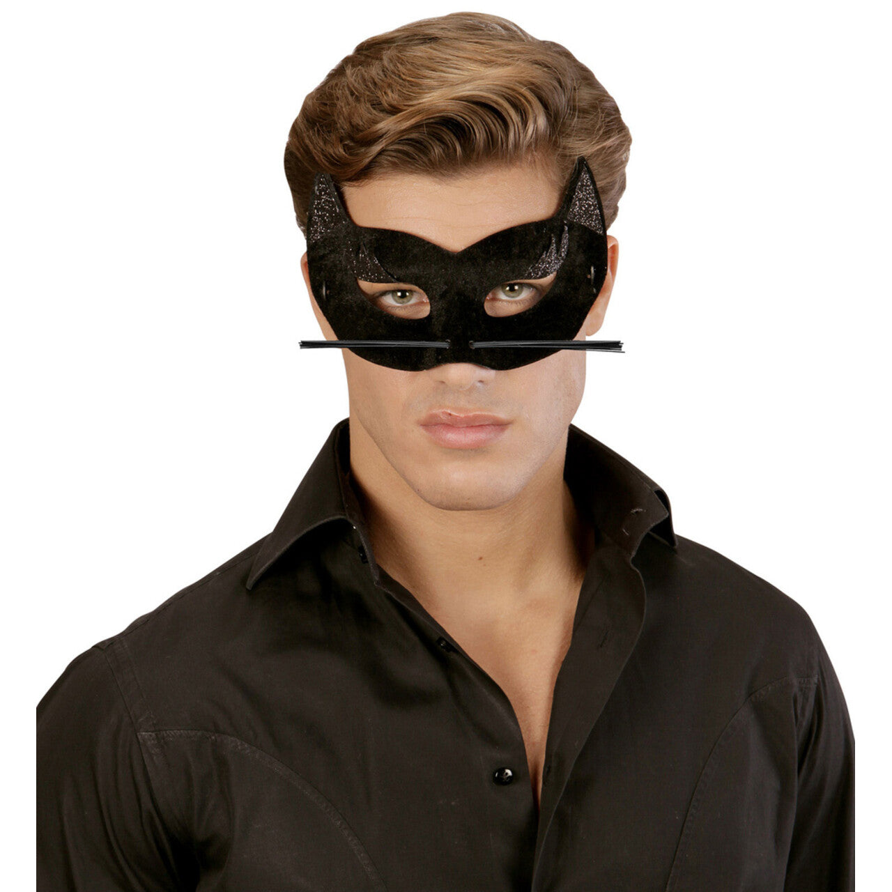 Op deze afbeelding zie je een Accessoires, van het merk Widmann. Sexy Oogmasker Fluweel Zwarte Panter Met Glitters