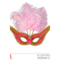 Masque Luxueux Rose Avec Dorures Et Plumes