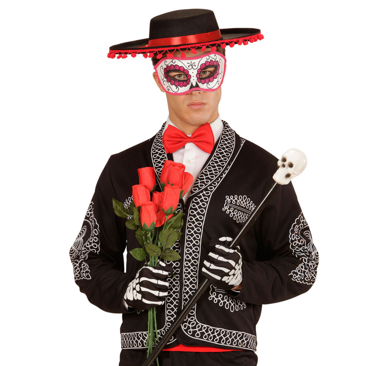 Op deze afbeelding zie je een Accessoires, van het merk Widmann. Mexicaans Oogmasker Dia De Los Muertos Zwart & Roze