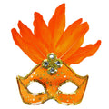 Samba Oogmasker Brazilie Met Veren En Parels, Neon Oranje