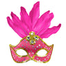 Samba Augenmaske Brasilien Mit Federn Und Perlen, Neonpink