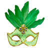 Samba Augenmaske Brasilien Mit Federn Und Perlen, Neon Grün