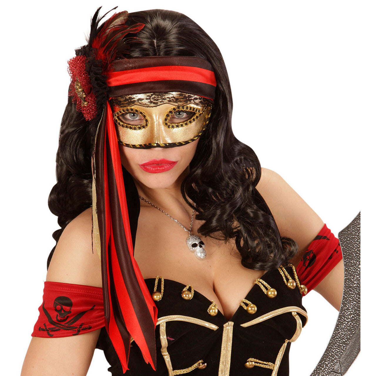 Op deze afbeelding zie je een Accessoires, van het merk Widmann. Rialto Luxe Piraten Oogmasker
