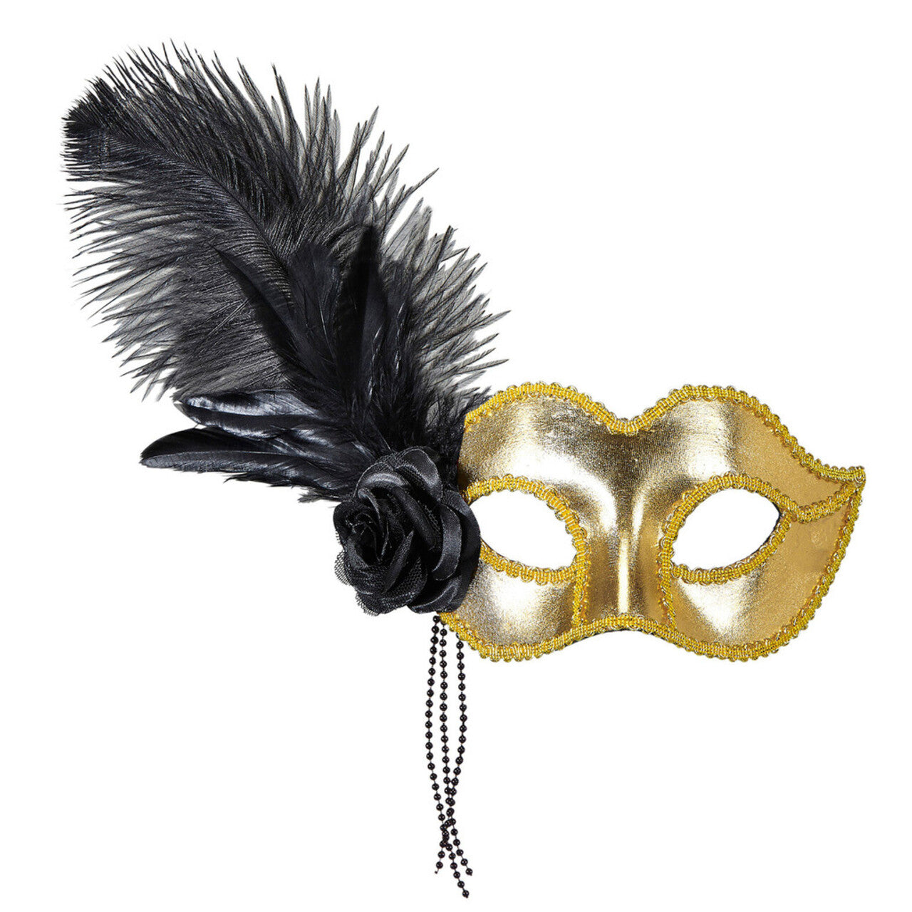 Op deze afbeelding zie je een Accessoires, van het merk Widmann. Signorina Oogmasker Venetie Goud Met Veren