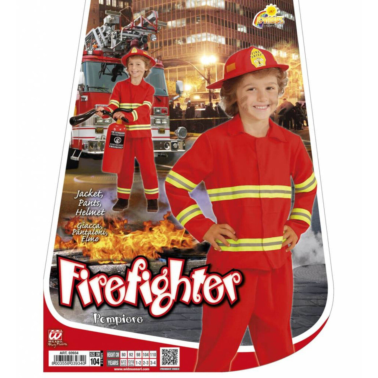 Op deze afbeelding zie je een Kostuums, van het merk Widmann. Brandweerman Kostuum