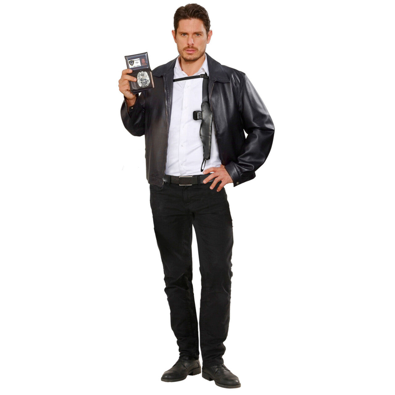 Op deze afbeelding zie je een Accessoires, van het merk Widmann. Detective Schouderholster Met Pistool