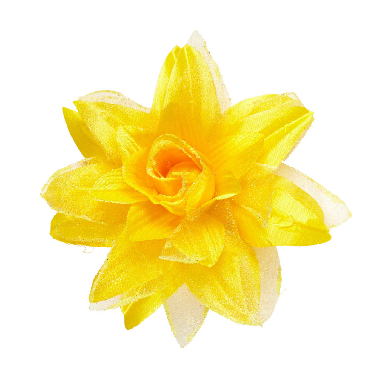 Op deze afbeelding zie je een Accessoires, van het merk Widmann. Tropische Haarclip Bloem Met Glitter, Geel