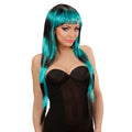 Cruella Deville Perücke, Modestreifen Schwarz / Blau